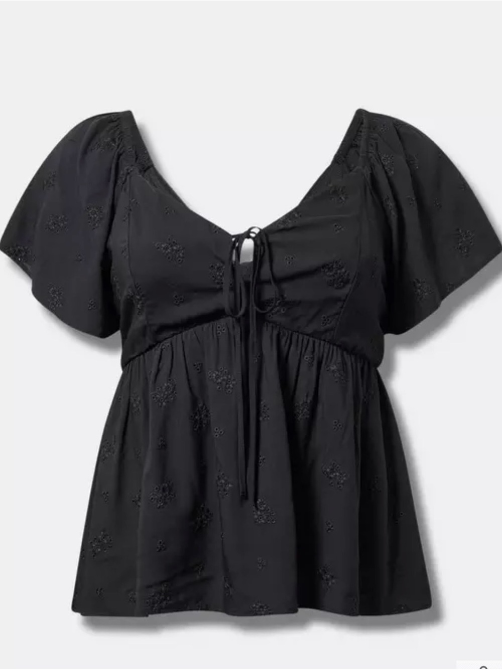 Torrid Black Peplum Challis Tie-Back Top
